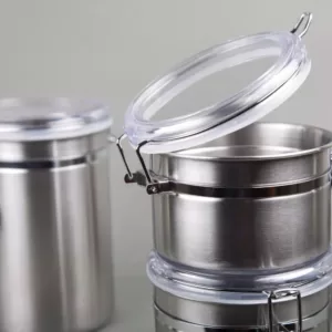 Creative Home Set of 4 Pieces Stainless Steel Canister Container Set with Air Tight Lid and Locking Clamp