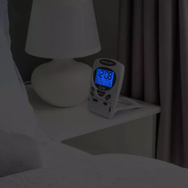 Equity by La Crosse Fold-Up Digital 2.70 in. LCD Travel Alarm Table Clock with Nap Timer and Backlight