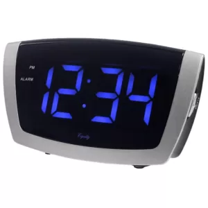 Equity by La Crosse Large 1.8 in. Blue LED Electric Alarm Table Clock with USB Port