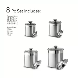 Tramontina Gourmet 8-Piece Covered Canister and Scoop Set