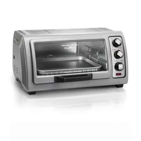 Hamilton Beach Easy Reach 1400 W 6-Slice Grey Toaster Oven with Roll Top Door