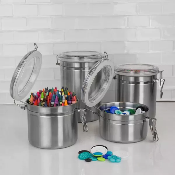 Home Basics Stainless Steel Canister Set (4-Piece)