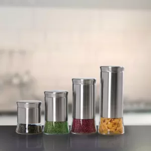 Home Basics Essence Stainless Steel Canister Set (4-Piece)