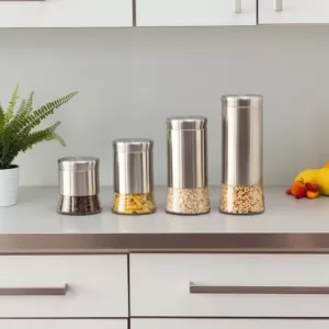 Home Basics Essence Stainless Steel Canister Set (4-Piece)