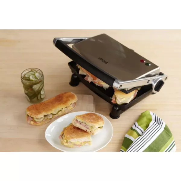 IMUSA 1000 W Silver Non-Stick Panini Press