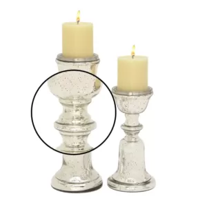 LITTON LANE Silver Glass Bell-shaped Base Candle Holders (Set of 2)