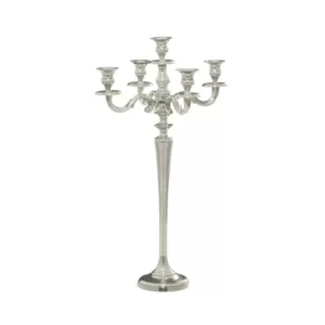 LITTON LANE 24 in. x 10 in. Classic Aluminum Five Light Candelabra in Polished finish