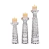 LITTON LANE Contemporary Silver-Finished Ceramic Candle Holders (Set of 3)