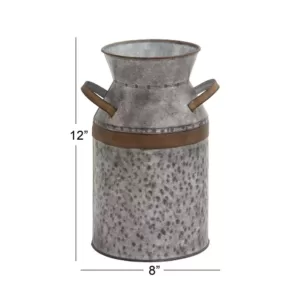 LITTON LANE 8 in. x 12 in. Farmhouse Galvanized Iron Milk Can