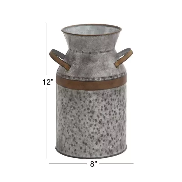 LITTON LANE 8 in. x 12 in. Farmhouse Galvanized Iron Milk Can