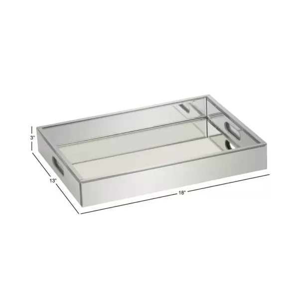 LITTON LANE 18 in. x 3 in. Modern Silver-Finished Decorative Mirror Tray