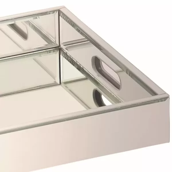 LITTON LANE 18 in. x 3 in. Modern Silver-Finished Decorative Mirror Tray