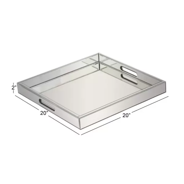 LITTON LANE 20 in. x 2 in. Modern Silver-Finished Decorative Mirror Tray