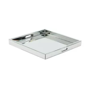 LITTON LANE 20 in. x 2 in. Modern Silver-Finished Decorative Mirror Tray