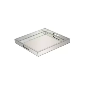 LITTON LANE 20 in. x 2 in. Modern Silver-Finished Decorative Mirror Tray