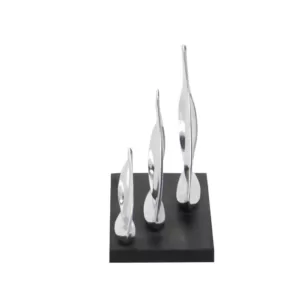 LITTON LANE 9 in. Stylized Sailboats Decorative Sculpture in Polished Silver