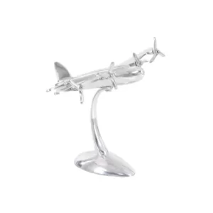 LITTON LANE 9 in. Vintage Propeller Airplane Decorative Sculpture in Polished Silver