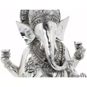 LITTON LANE 16 in. X 12 in. Antique Silver Sitting Ganesh Sculpture with Patterned Detailing