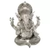 LITTON LANE 16 in. X 12 in. Antique Silver Sitting Ganesh Sculpture with Patterned Detailing