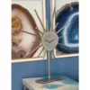 LITTON LANE Silver Agate Stone and Aluminum Star Sculpture Clock with Gold and Green Highlights