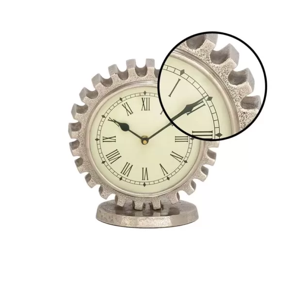 LITTON LANE Vintage Silver Gear Table Clock