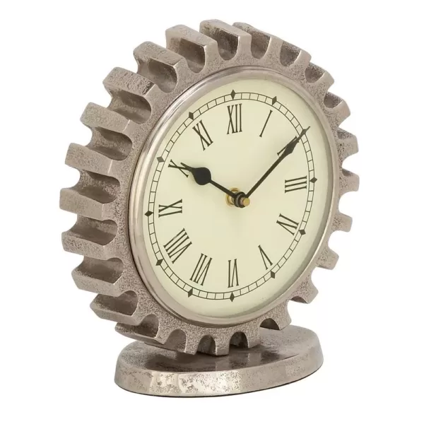 LITTON LANE Vintage Silver Gear Table Clock