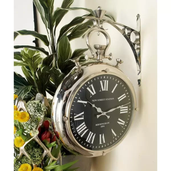 LITTON LANE 22 in. x 16 in. Vintage Pocket-Watch-Style Suspended Wall Clock