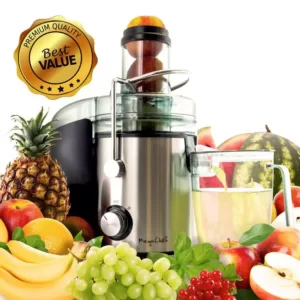 MegaChef Megachef Stainless Steel Chrome Wide Mouth Juice Extractor, Juice Machine with Dual Speed Centrifugal Juicer