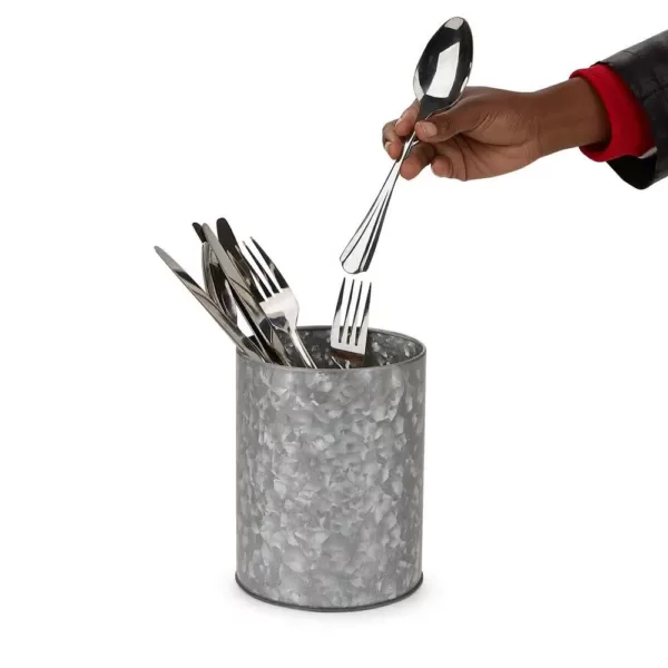 Mind Reader Silver Galvanized Utensil Holder Kitchen Condiment Organizer