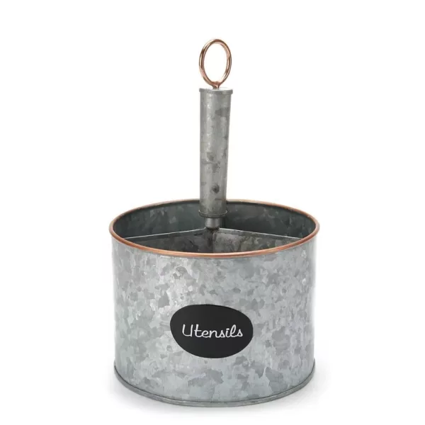 Mind Reader Silver Metal 4 Section Utensil Holder, Cutlery Holder, Utensil Caddy