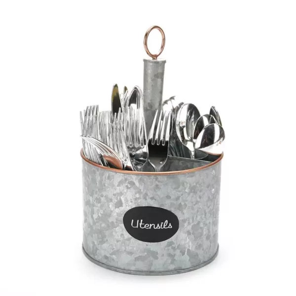 Mind Reader Silver Metal 4 Section Utensil Holder, Cutlery Holder, Utensil Caddy