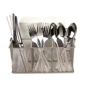 Mind Reader Silver Storage Basket/Holder for Kitchen Utensils and Office Supplies