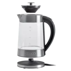 Nesco 7-Cup Silver Electric Kettle with Built-In Cord Storage