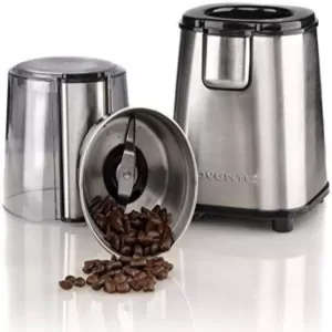 Ovente 2.1 oz. Silver Multi-Purpose Electric Coffee Grinder Lid-Activated Switch