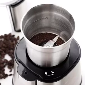 Ovente 2.1 oz. Silver Multi-Purpose Electric Coffee Grinder Lid-Activated Switch