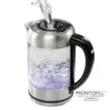 Ovente 7-Cup 1.7 l Silver Glass Electric Kettle with ProntoFill Technology-Fill Up with Lid On