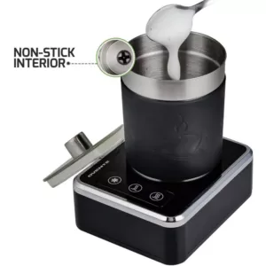 Ovente 7 oz. Stainless Steel Silver Coffee and Milk Frother with Induction Base