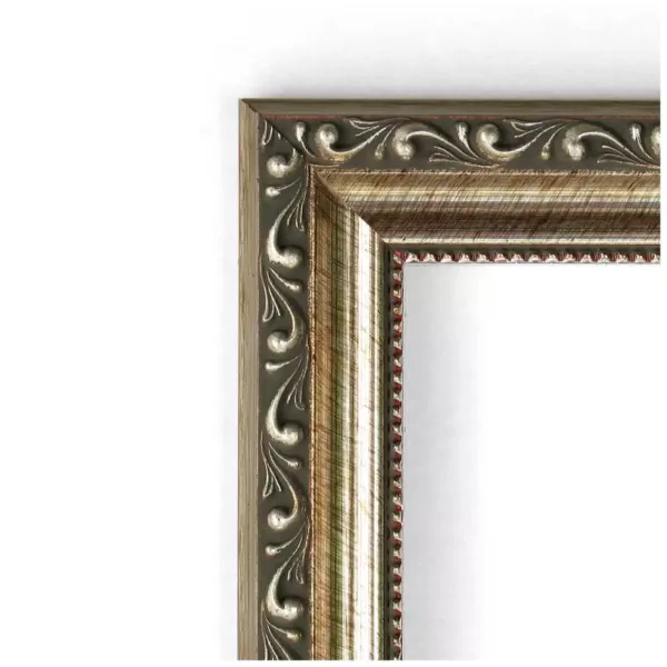 Amanti Art Parisian 22 in. W x 22 in. H Framed Square Beveled Edge Bathroom Vanity Mirror in Silver Pewter