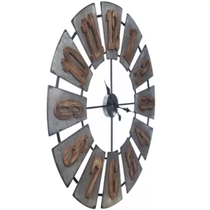 Pinnacle Windmill Wood Silver Wall Clock