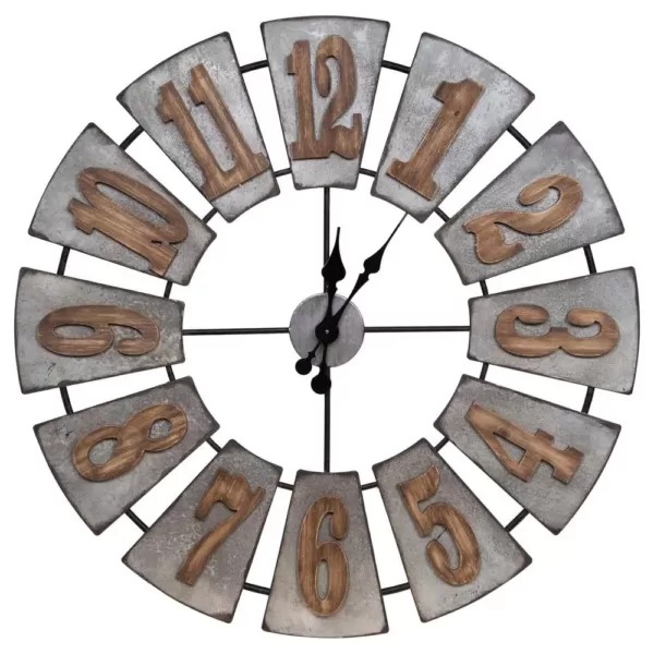 Pinnacle Windmill Wood Silver Wall Clock