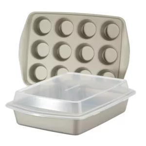 Rachael Ray Nonstick Bakeware Set, 3-Piece, Silver