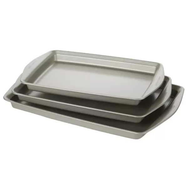 Rachael Ray Nonstick Bakeware Cookie Pan Set, 3-Piece, Silver