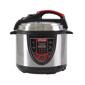 IMUSA 5 Qt. Silver and Red Electric Pressure Cooker with Locking Lid