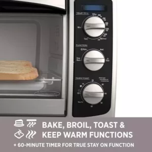 BLACK+DECKER 1500 W 6-Slice Stainless Steel Toaster Oven with Built-In Timer