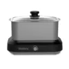 West Bend 6 qt. Silver Non-Stick Versatility Slow Cooker with 5-Temperature Settings Includes Travel Lid and Thermal Tote