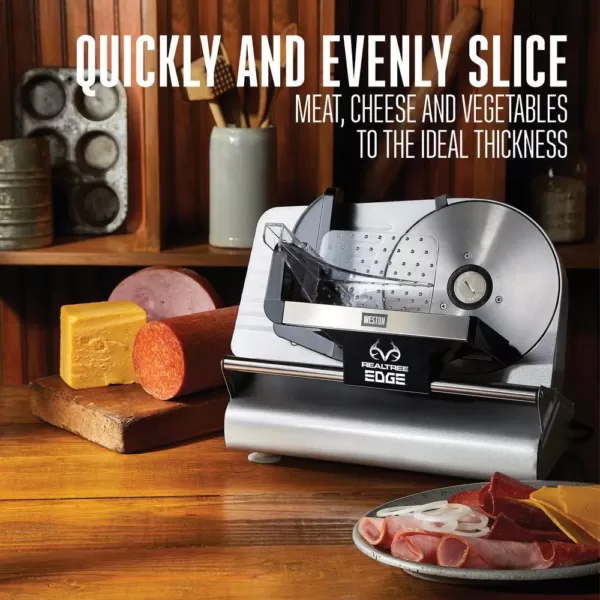 Weston Realtree Edge 200-Watt Silver Meat Slicer with Camouflage Storage Cover