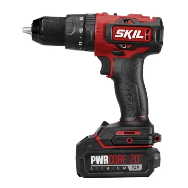 Skil PWRCore 20-Volt Brushless Cordless 1/2 in. Hammer Drill Kit Plus 2.0Ah Lithium-Ion Battery (USB) Plus PWRJump Charger