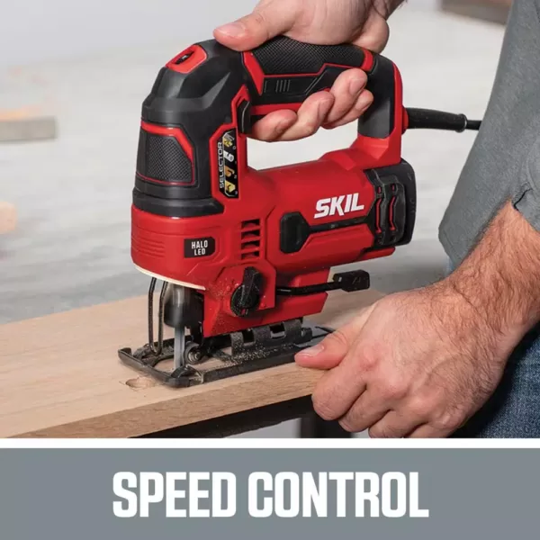 Skil 6 Amp Corded Electric Orbital Jigsaw with Built-In Halo Light and 2 Blades