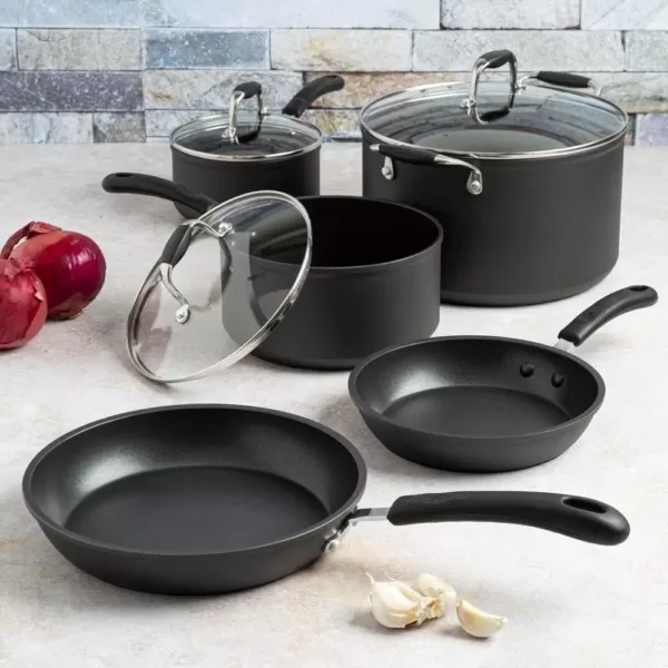 Ecolution Symphony 8-Piece Aluminum Nonstick Cookware Set in Slate