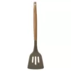 Home Basics Karina Grey High-Heat Resistance Non-Stick Safe Silicone Slotted Spatula with Easy Grip Beech Wood Handle